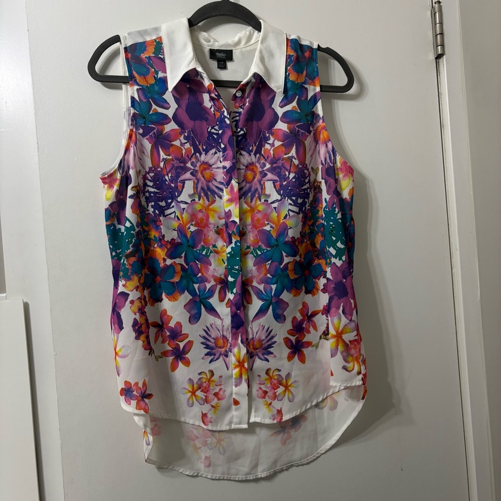 Mossimo Floral Sleeveless Blouse - Multicolor